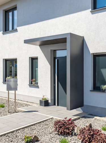 Gutta Rechteckvordach BS Plus 300 Sondermaß inkl. Seitenteil  (neues Modell)