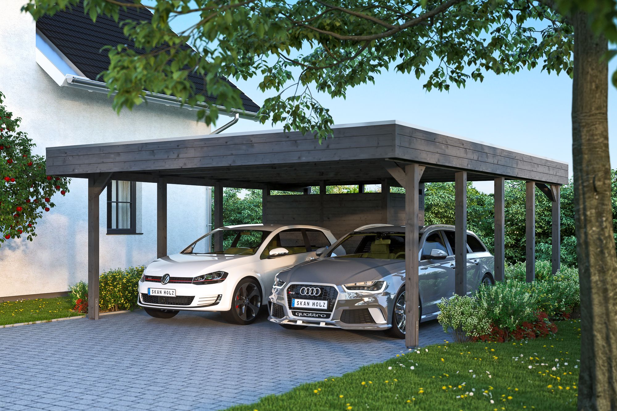 Skan Holz Carport Friesland 557x708 cm inkl. Abstellraum Sparset 4