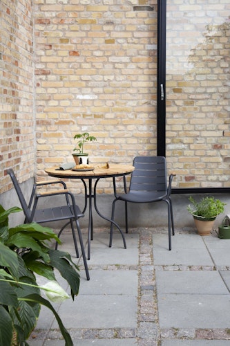 Cinas Kaffeetisch ELLEN, Ø 80 cm, Aluminium / Teak