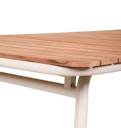 Vorschaubild Garden Pleasure Gartenmöbel Set CARMEL, Tisch 150 x 90 + 4 Stapelsessel, Stahl Weiß / Teak / Rope