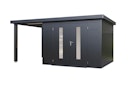 Vorschaubild Wolff Finnhaus Premium Metall Gartenhaus Elvar 5424 Anthrazit inkl. 240 cm Anbaudach (Modell 2026)