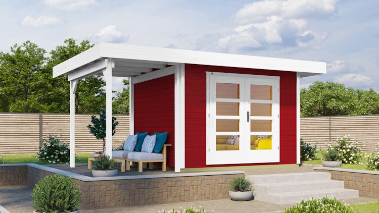 Weka Designhaus 126 A+ inkl. 150 cm Anbau und extra hoher Tür - 28 mm