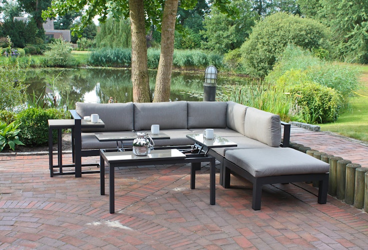 Garden Pleasure Lounge-Eckgruppe MIRANDA, Aluminium Anthrazit / Kissen Olefin (100 % Polypropylen) Grau