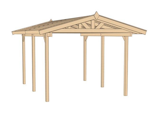 Weka Satteldachcarport 611 (Holzcarport)