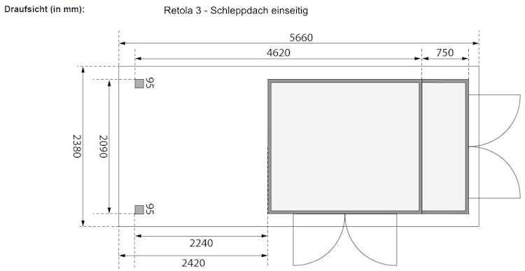 Karibu Woodfeeling Gartenhaus Retola 2/3/4/5/6 inkl. Anbauschrank u. 240 cm Schleppdach