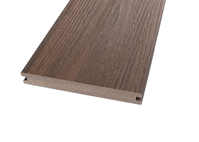 GroJa QUATTRO Massiv Terrassendiele Steingrau + Walnuss beidseitig Holzstruktur 4 Meter