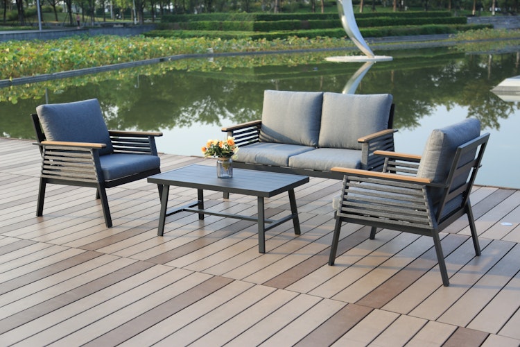 Garden Pleasure Lounge-Set DENIA, Aluminium Anthrazit / Rope / Kissen 100 % Polyester