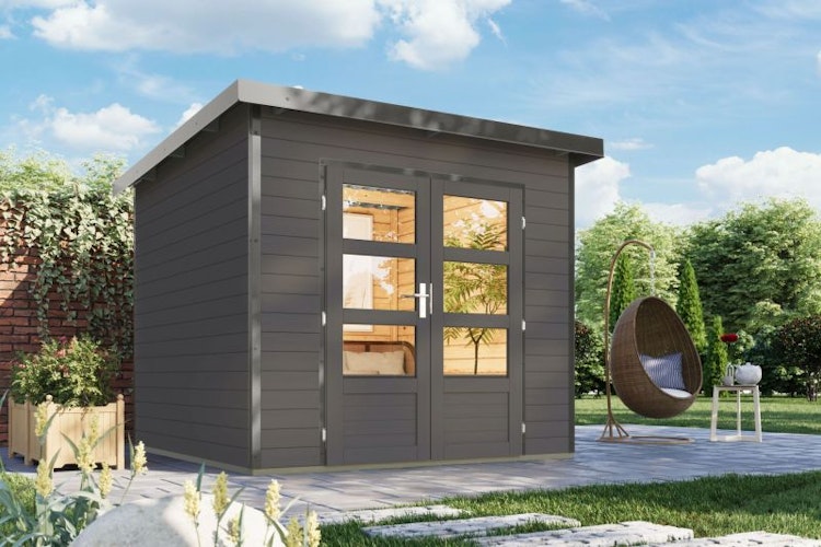 Karibu Metall-Holzgartenhaus Hybridhaus Pluto A/B - 28 mm/0,5 mm
