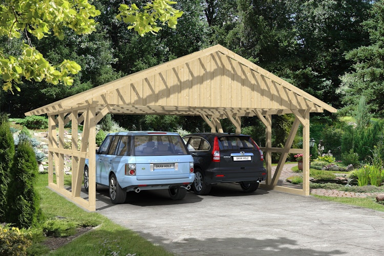 Skan Holz Schwarzwald - Satteldach Doppelcarport Breite 684 cm