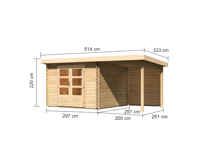 Karibu Woodfeeling Gartenhaus Bastrup 5 naturbelassen - 28 mm