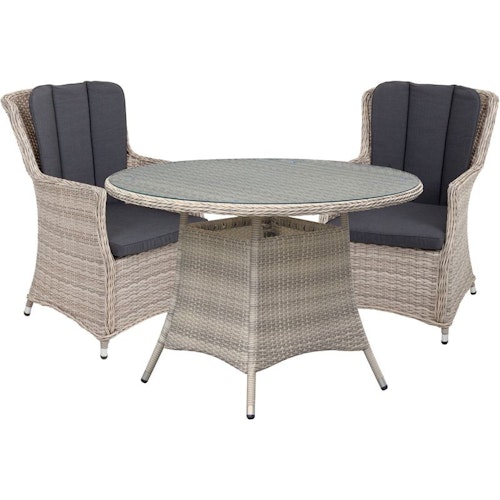 Garden Pleasure Esstisch-Set DIJON, Tisch + 4 Stühle, Aluminium / Polyrattan / 100 % Polyester