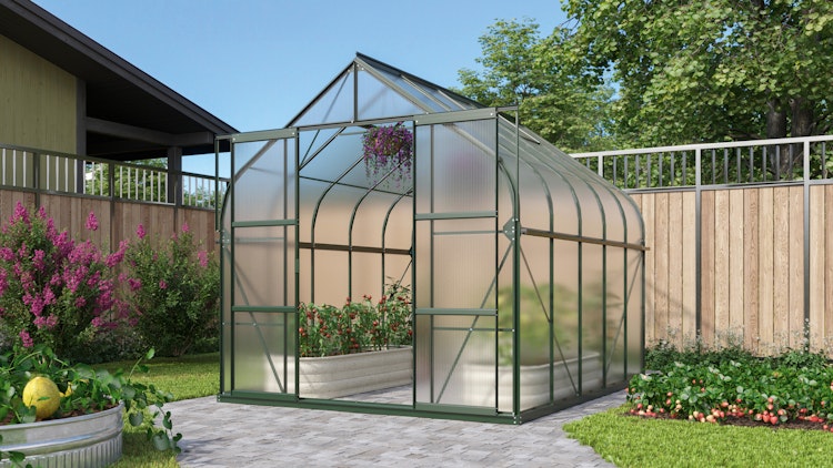 Vitavia Gewächshaus Dione/Diana 8300 inkl. 2 Dachfenster und Stahlfundamentrahmen - 8,3 m²