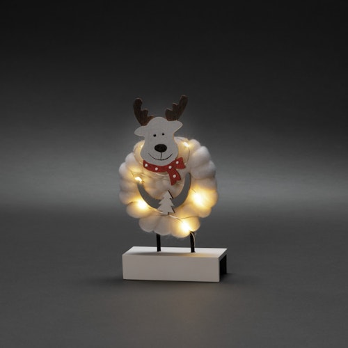 Konstsmide Weihnachtsbeleuchtung  LED Holzdekoration Elch Baumwolle weiß