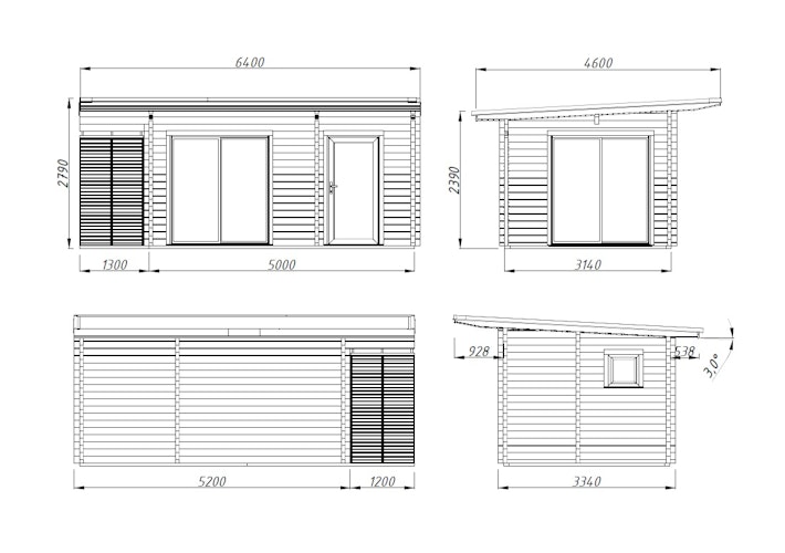 Palmako Ferienhaus Cecilia 14,2 m² Slide Plus - 70 mm