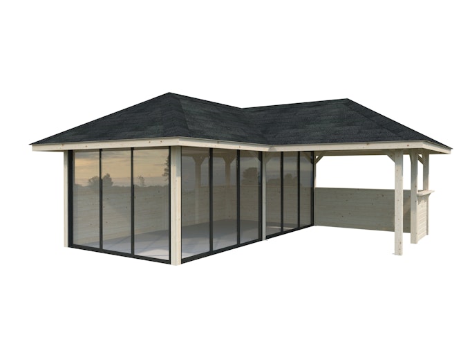 Palmako Pavillon Bianca 24,9 m² Set 523 Slide Plus mit Isolierglas-Schiebetüren