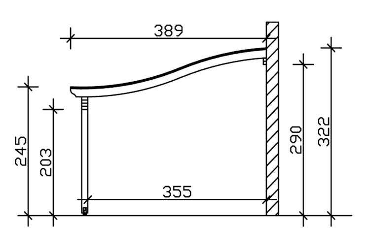 Skan Holz Terrassenüberdachungen Verona o. Mittelpfosten Breite 648 cm
