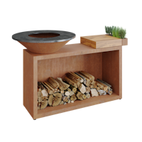 OFYR Plancha Grill Island Corten 85 Teakholz