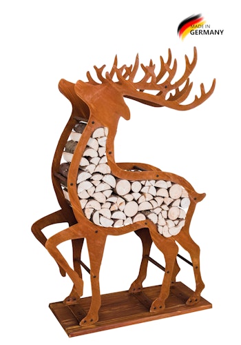 Badeko Hirsch-Holzregal in Edelrostoptik