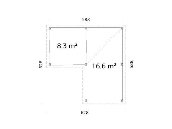 Palmako Gartenhaus Connect Lenna 24,9 m² Set 711 Slide Plus mit Isolierglas-Schiebetüren - 28 mm