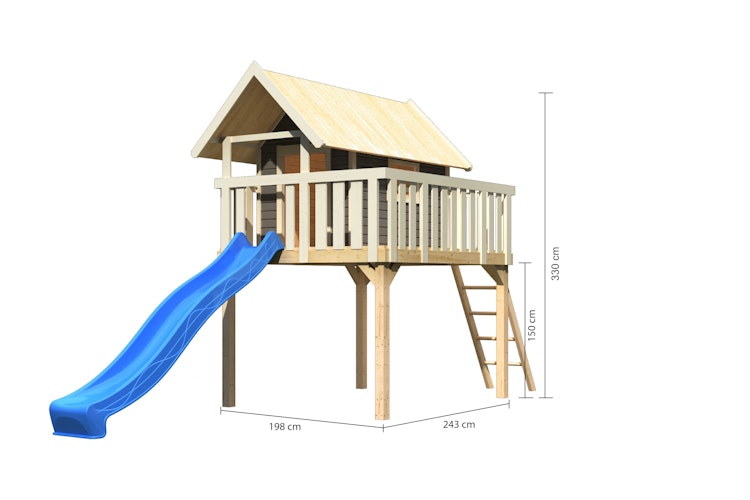 Akubi Stelzenhaus Fidel mit Satteldach inkl. Wellenrutsche und Netzrampe