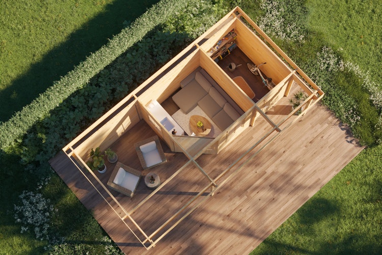 Wolff Finnhaus Gartenhaus Gunda 7228 inkl. Anbaudach - 40 mm 