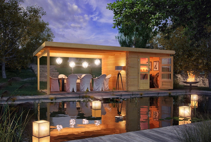 Karibu Woodfeeling Gartenhaus Bastrup 5 naturbelassen - 28 mm