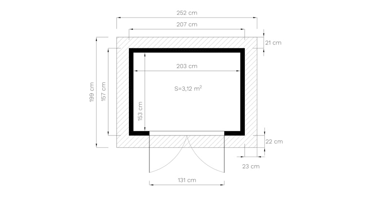 Bertilo Gartenhaus Pent Modern 2 - 18 mm