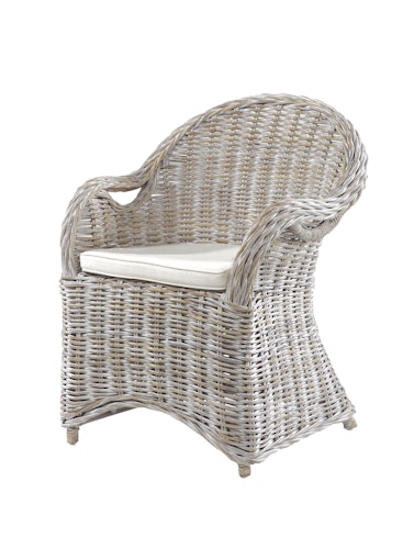 Garden Pleasure Tischgruppe FREMONT / BREST, Tisch Ø 110 + 4 Sessel, Akazie / Kubu Rattan / Kissen 100 % Polyester