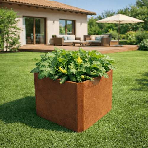 Premium Hochbeet aus Cortenstahl mit Rostpatina 80 x 80 x 75 cm