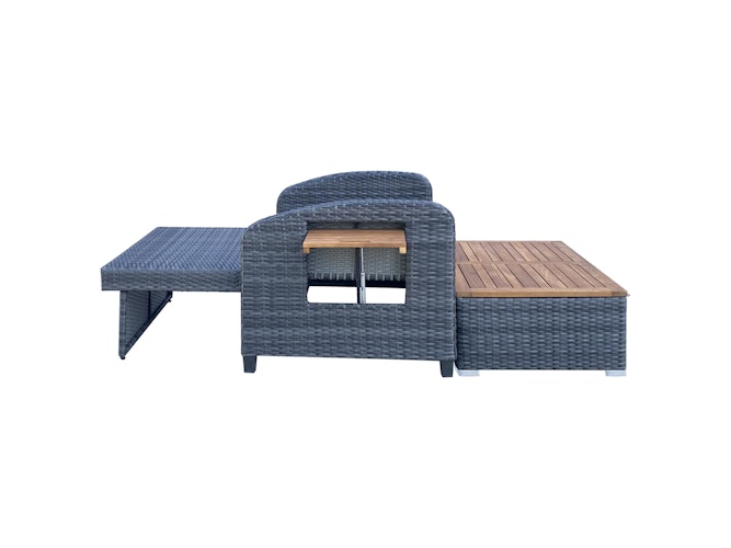 Garden Pleasure Funktionssofa BARI, Polyrattan Dunkelgrau / Kissen 100 % Polyester Dunkelgrau