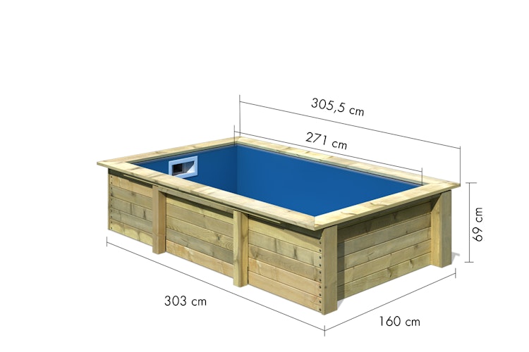 Karibu Triton Rechteck Pool - 305 x 182 cm - kesseldruckimprägniert