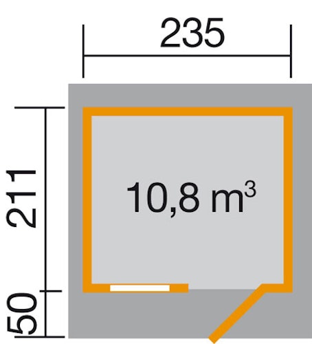 Weka 28 mm Gartenhaus 170 mit Vordach (50 cm)