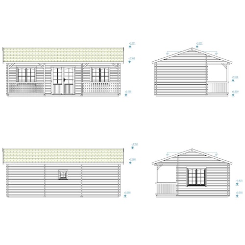 Palmako Ferienhaus Sandra 25,6 + 11,1 m² - 44 mm
