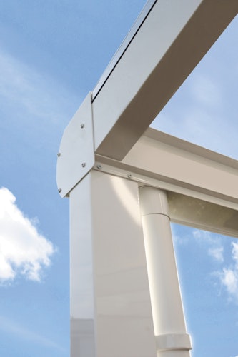 Skan Holz Aluminium Terrassenüberdachung Modena Breite 541 cm mit Echtglas-Dach