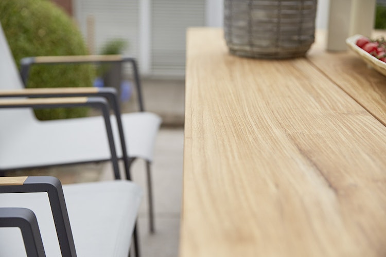 Diamond Garden Tisch RAVENNA, Edelstahl Dunkelgrau / Recycled Teak