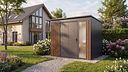 Vorschaubild Weka Design Metallgerätehaus Gary anthrazit mit Holzoptik-Lamellen