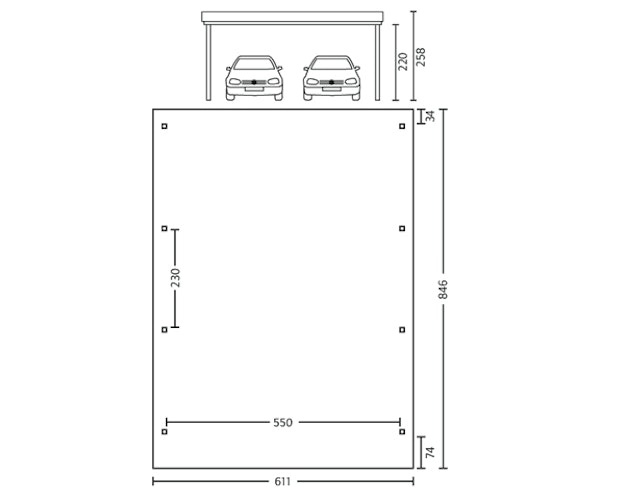 Skan Holz Spessart- Flachdach Doppelcarport aus Leimholz Breite 611 cm