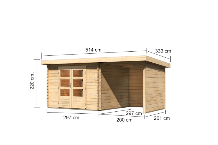 Karibu Woodfeeling Gartenhaus Bastrup 5 naturbelassen - 28 mm