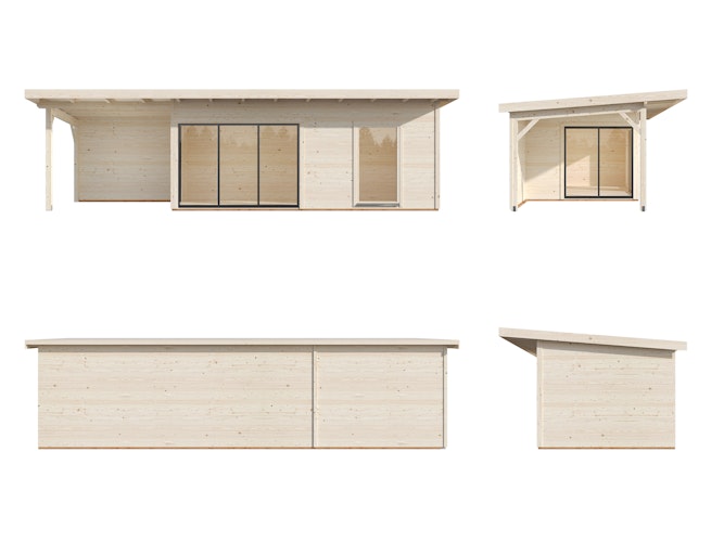 Palmako Gartenhaus Andrea 17,1+7,9 m² Slide Plus mit Isolierglas-Schiebetür  - 44 mm