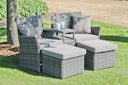 Vorschaubild Garden Pleasure Doppelsessel-Set CALGARY, Polyrattan Graubraun / Kissen 100 % Polyester Grau