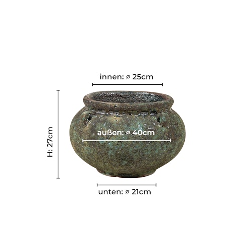 Vosteen Design Blumentopf / Pflanzgefäß Terrakotta grün ø 40 cm x H 27 cm