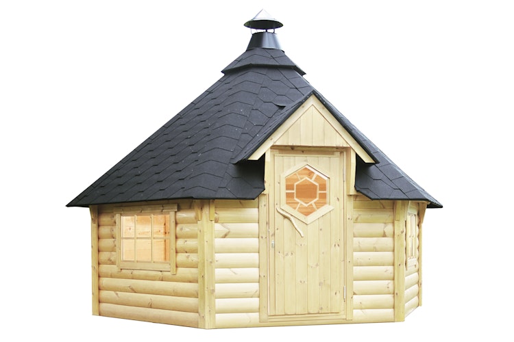 Wolff Finnhaus Grillkota Kalle 3833 45 mm - mit schwarzen Dachschindeln