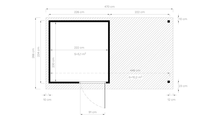 Bertilo Element-Gartenhaus Pentus 2 Office inkl. Lounge-Anbau - 19 mm