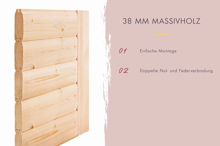 Karibu Sauna Yuma - Massivholzsauna mit Eckeinstieg 38 mm inkl. gratis Sauna-Zubehörset im Wert von 234,94 €