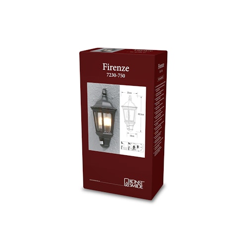 Konstsmide Wandleuchte Firenze, matt schwarz, klares Glas, mit Bewegungsmelder (7230-750)