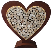 Badeko Herz Holzregal 200 cm in Edelrostoptik – Inkl. LED-Beleuchtung