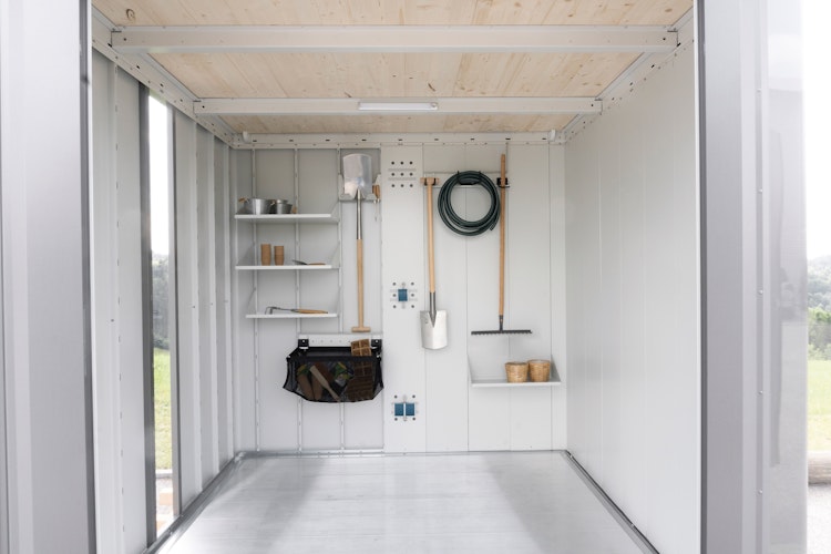 B-Ware Biohort Gerätehaus Neo 292 x 180 cm (1C) Doppeltür dunkelgrau-metallic