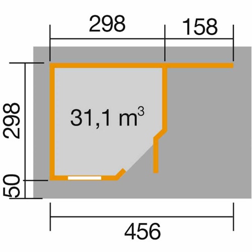 Weka Designhaus 213 A 28 mm inkl. 150 cm Anbau