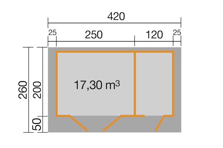Weka Gartenhaus 253 graphitgrau/weiß - 28 mm