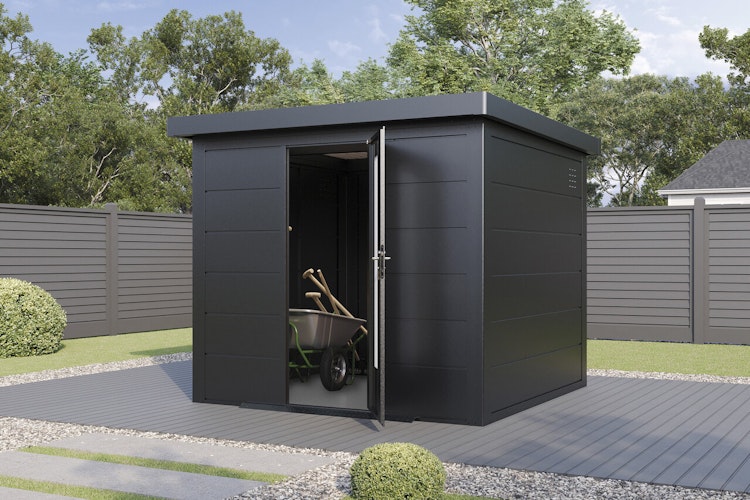 Wolff Finnhaus Premium Metall Gartenhaus Hakon 2424 Anthrazit